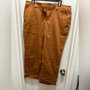 Burnt orange cropped cotton pants, NWOT, size 14